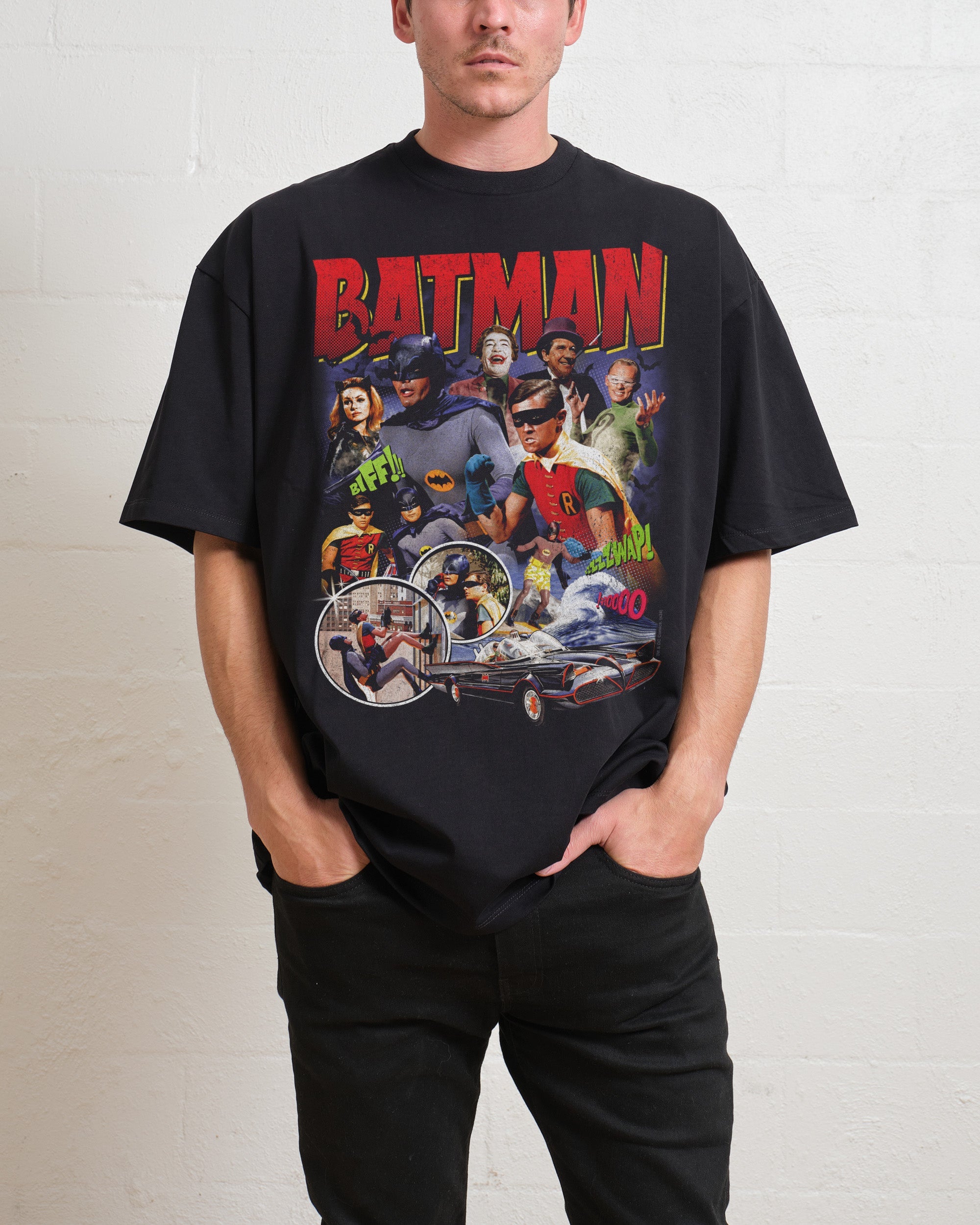 Batman Vintage Oversized T-Shirt - 90s Boxy Fit, Heavyweight 100% Combed Cotton Unisex Tee