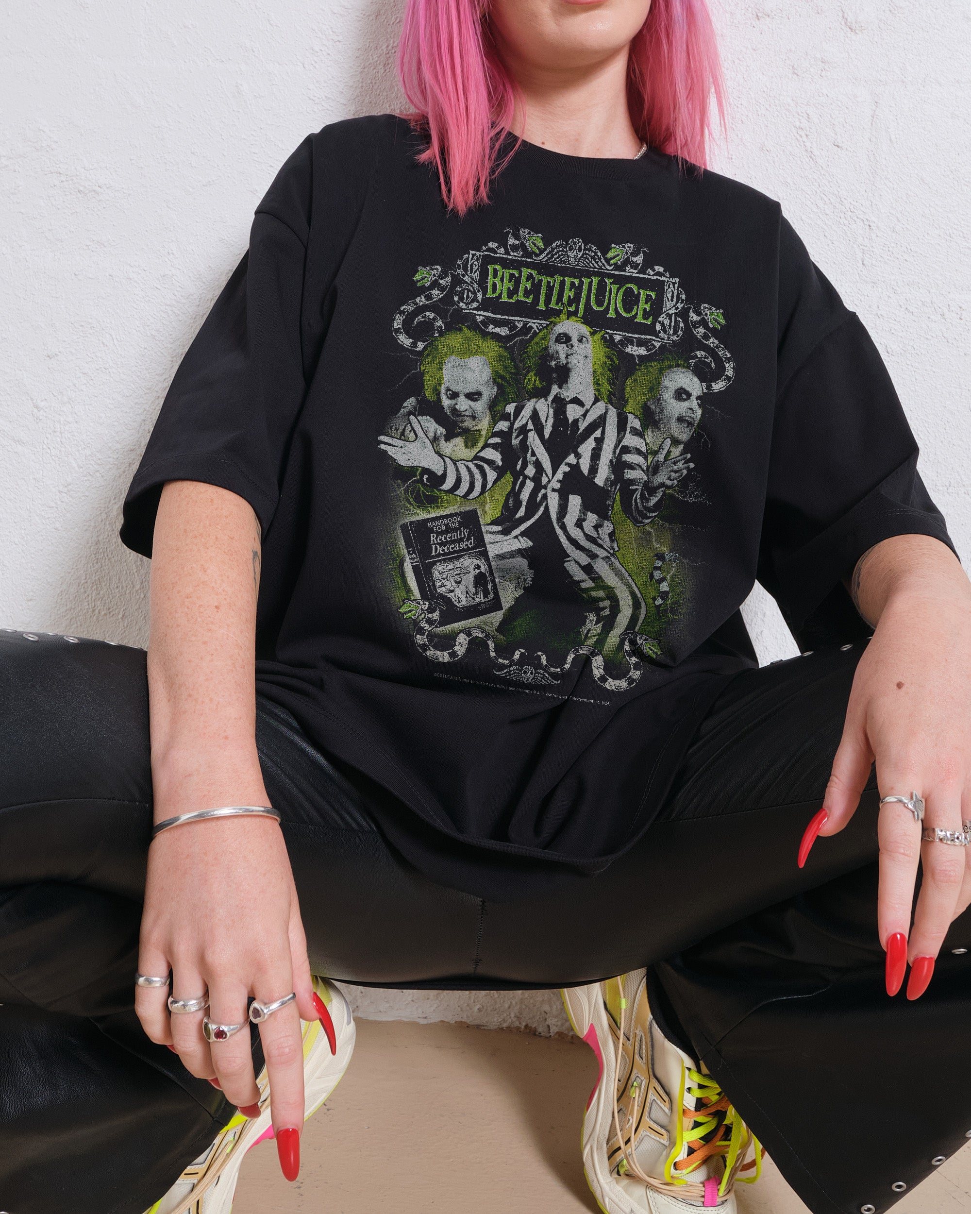 Hand Book Oversized Graphic Tee - Beetlejuice Collab Unisex 90s Boxy Fit