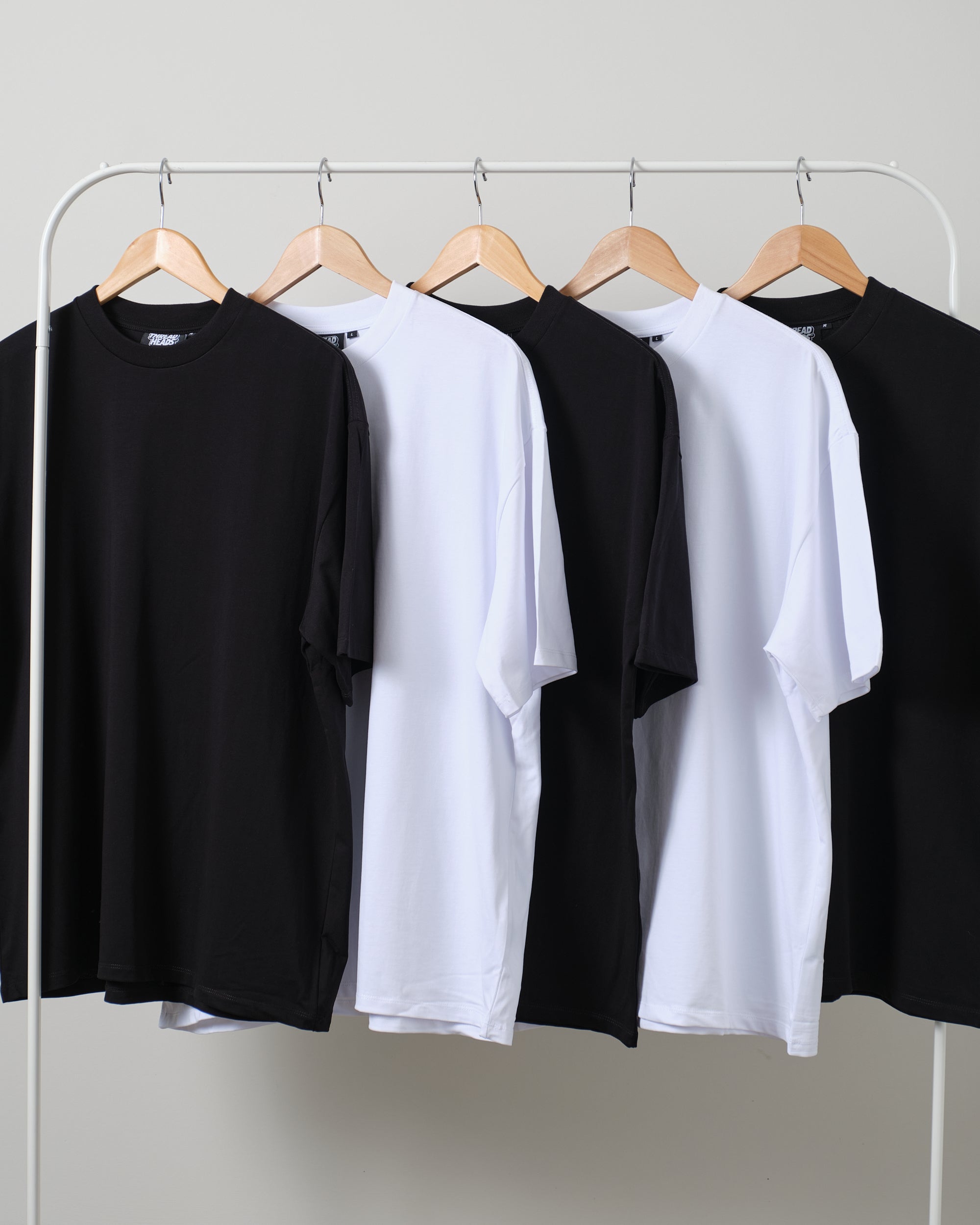Oversized Tee 5 Pack Black White Unisex 100% Combed Cotton 275 GSM
