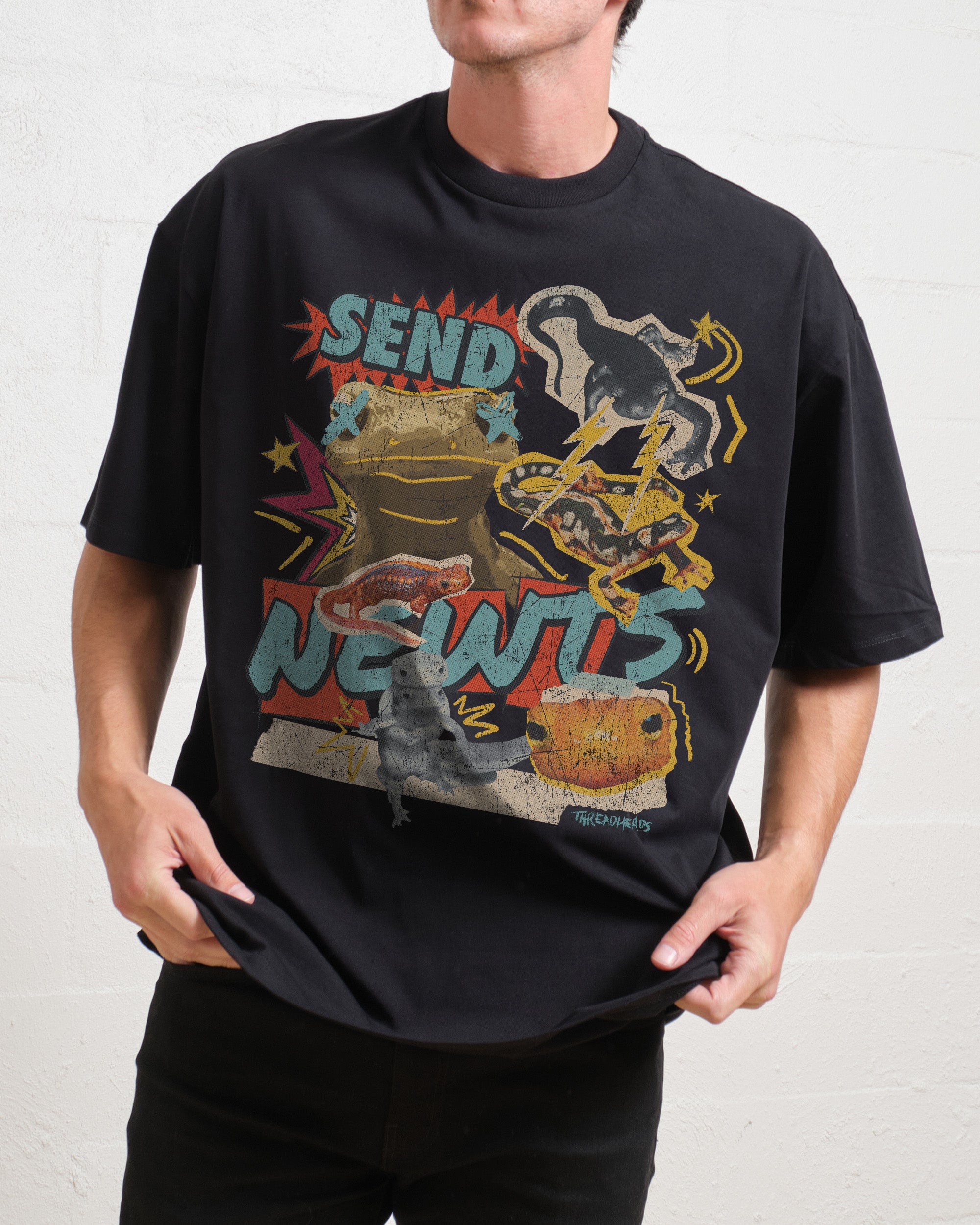 Send Newts Oversized Graphic Tee - Unisex 90s Boxy Fit 100% Combed Cotton