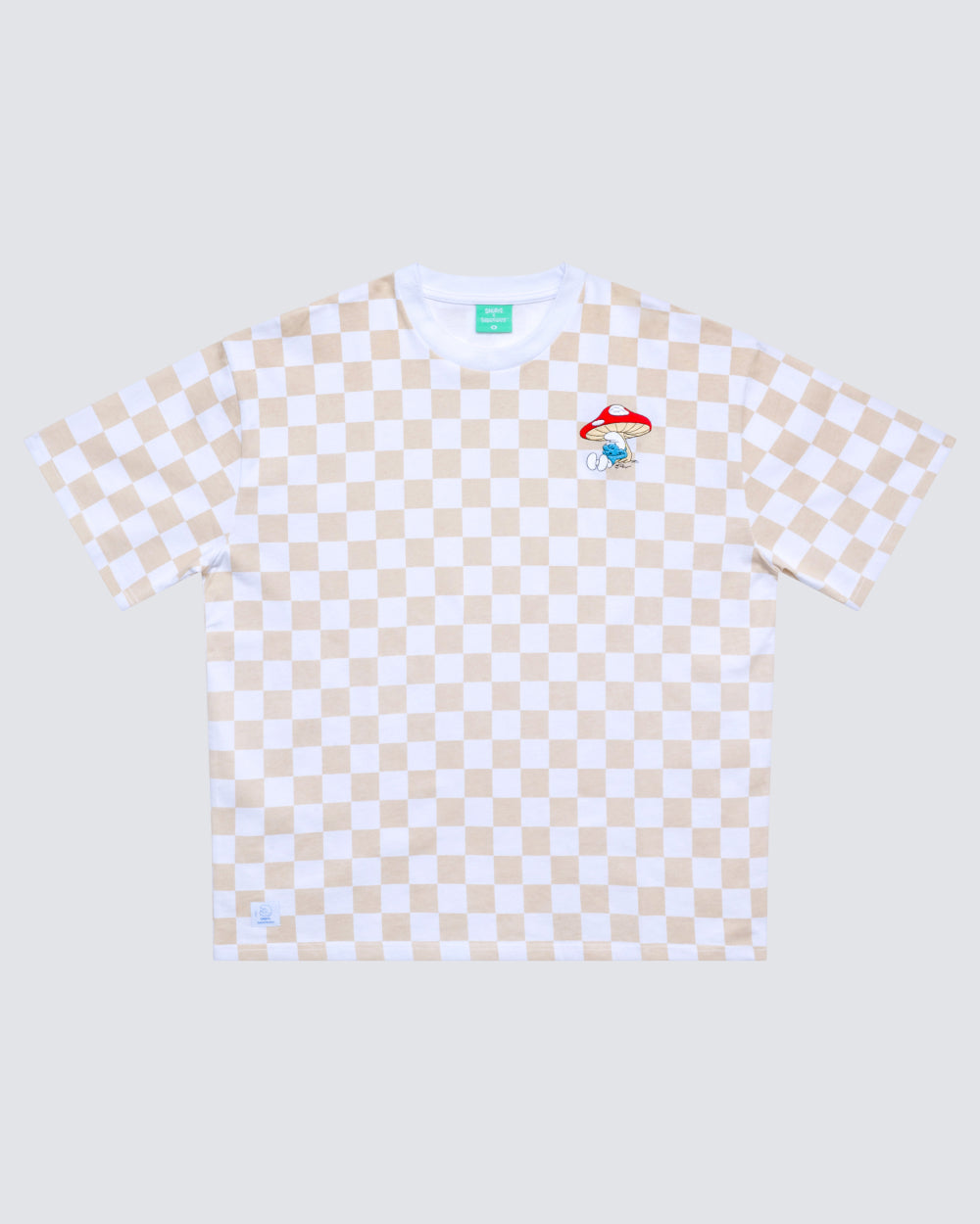 Smurf Check Oversized Graphic Tee - Unisex 90s Boxy Fit 100% Combed Cotton
