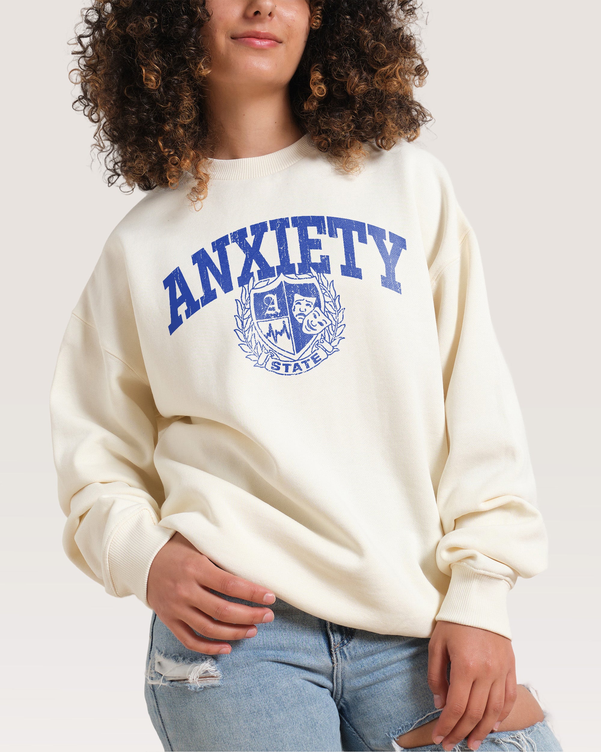 Anxiety State Unisex Sweatshirt - Premium 340gsm Cotton-Polyester Graphic Print
