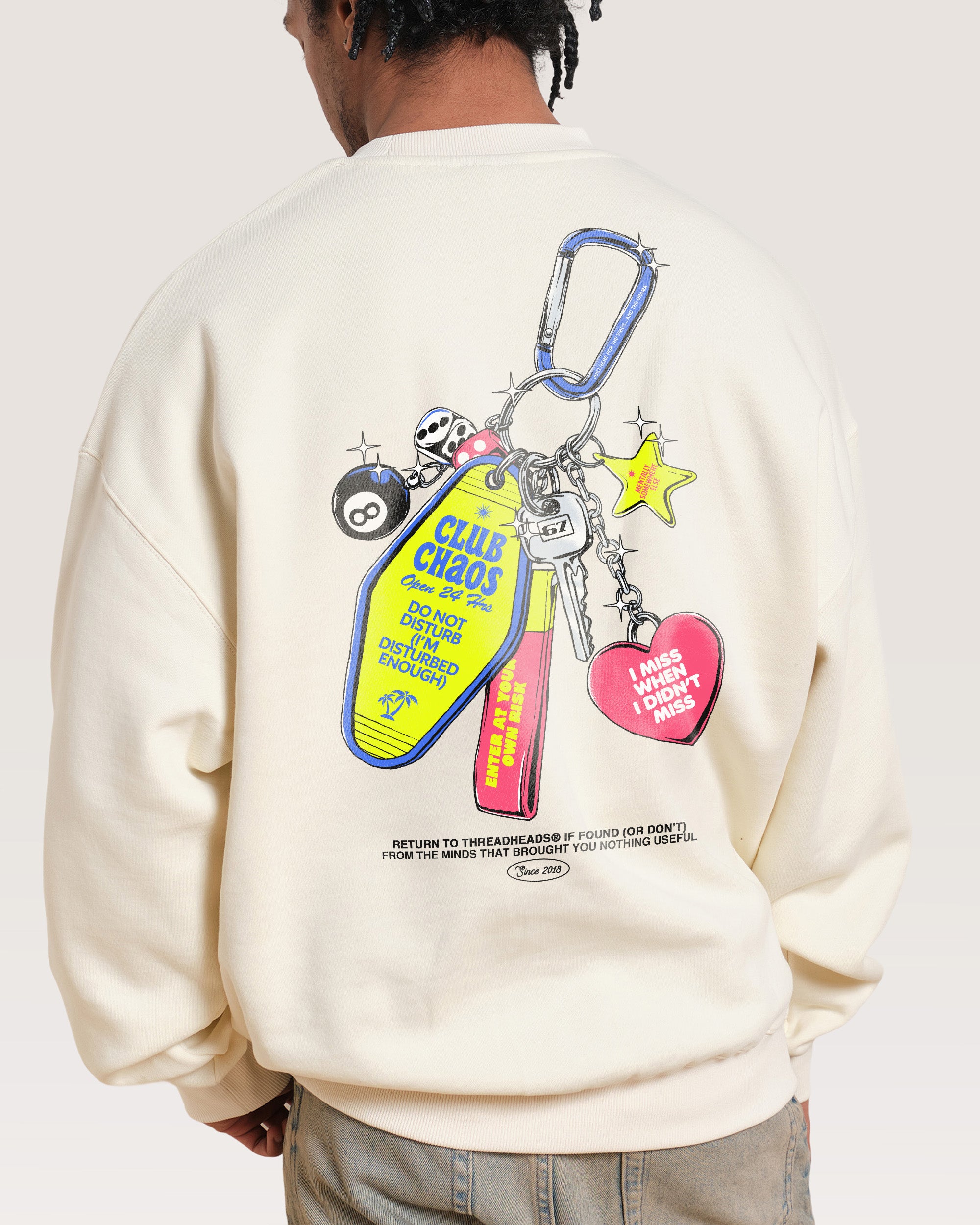 Club Chaos Key Chain Unisex Sweatshirt - 340gsm Cotton Polyester Graphic Print