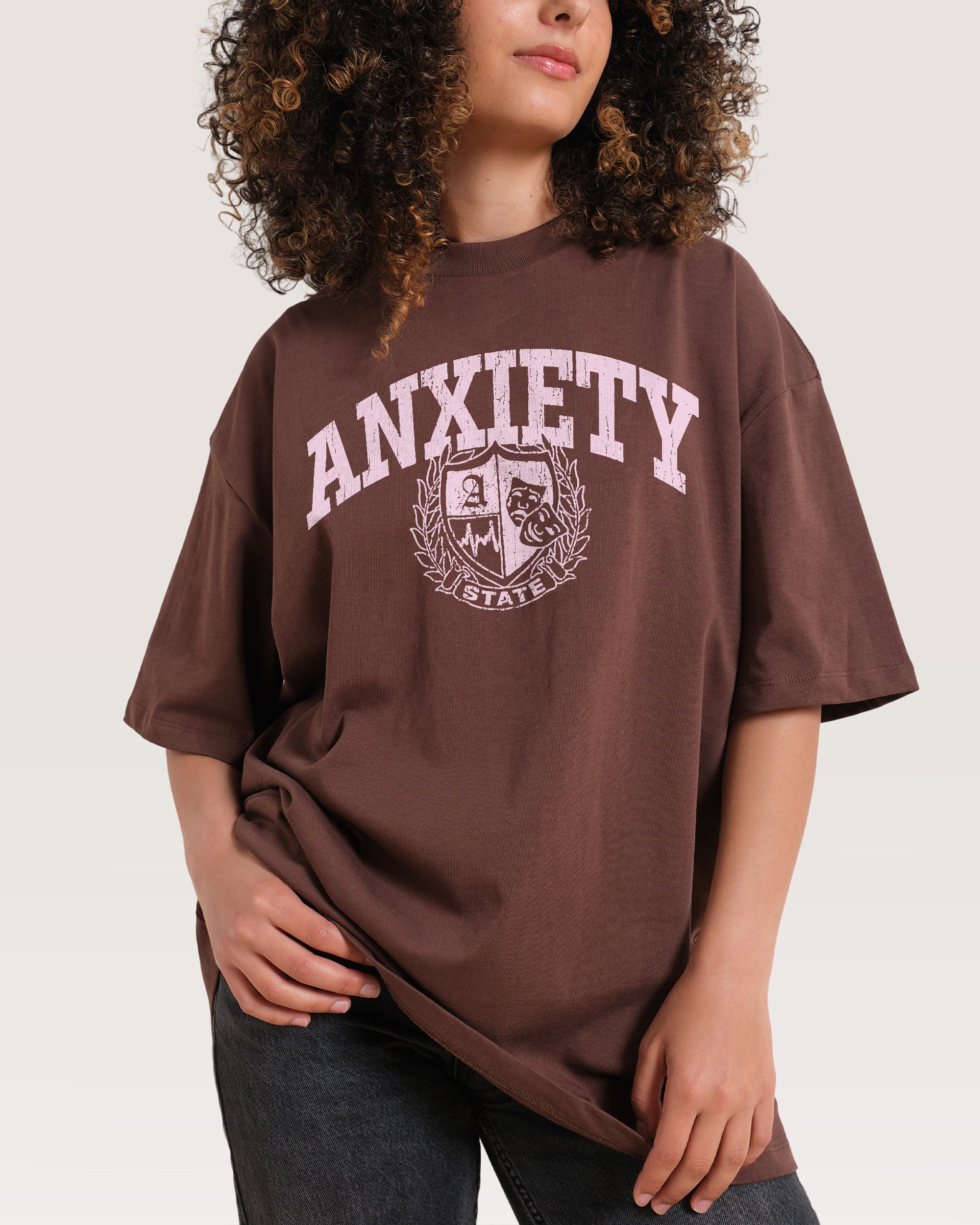 Anxiety State Oversized Graphic Tee - Unisex 90s Boxy Fit 100% Combed Cotton