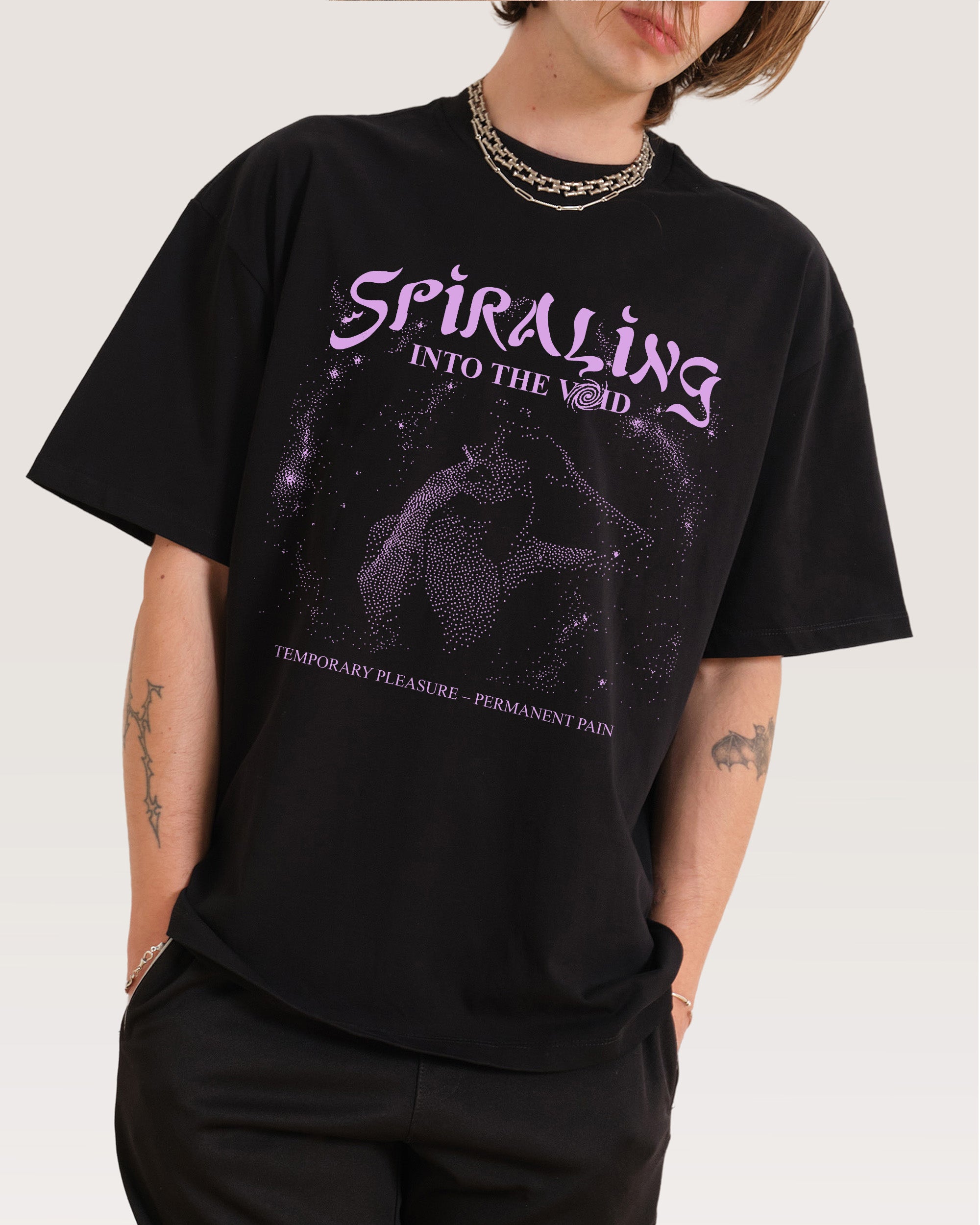 Spiralling Into the Void Oversized Graphic Tee - Unisex 90s Boxy Fit 100% Combed Cotton